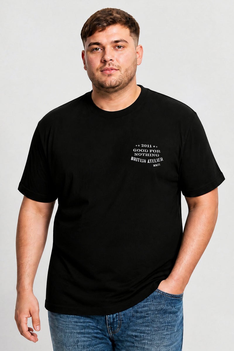 GOOD FOR NOTHING Men Crew Neck Short Sleeve Graphic Print T-Shirt, Black - Image 1