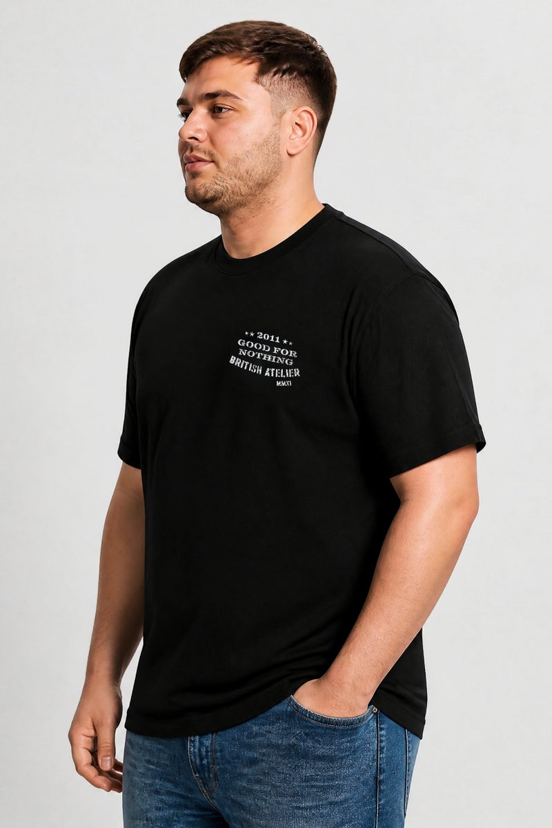 GOOD FOR NOTHING Men Crew Neck Short Sleeve Graphic Print T-Shirt, Black - Image 2
