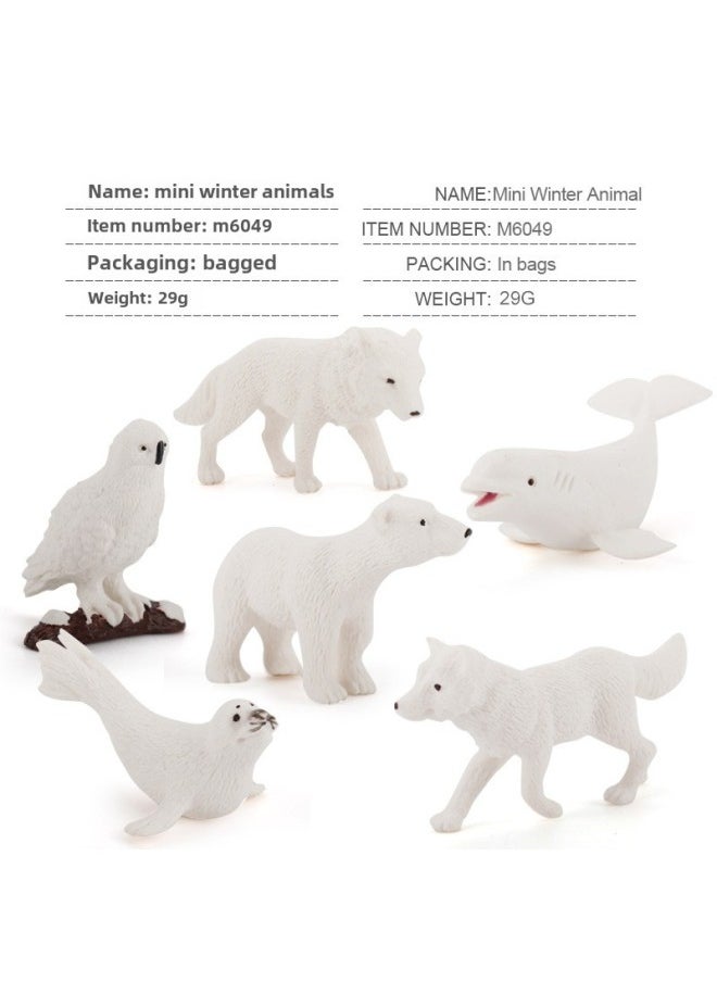 Generic White Polar Bear Fox Dolphin Seal Miniature Model Animal Set Combination Children's Decorative Figurines Animal Simulation-Color:M6049-winter Animal Model 29g  - Image 1