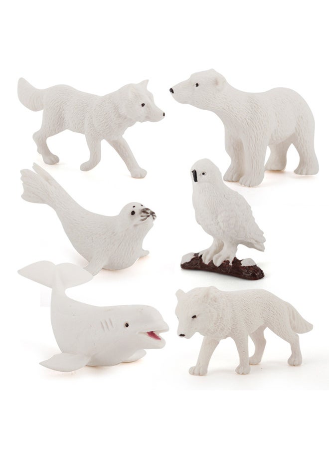 Generic White Polar Bear Fox Dolphin Seal Miniature Model Animal Set Combination Children's Decorative Figurines Animal Simulation-Color:M6049-winter Animal Model 29g  - Image 3