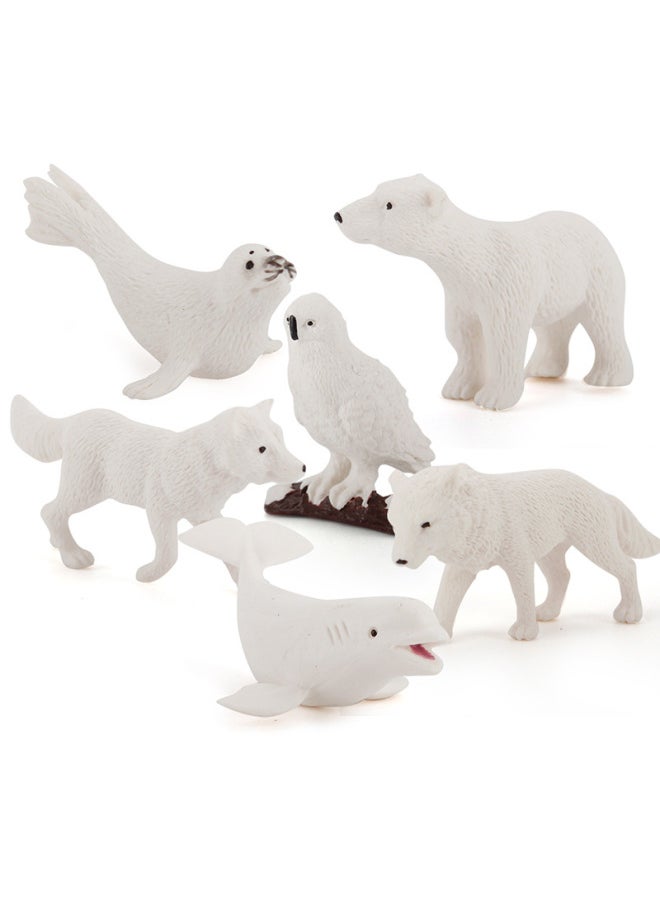 Generic White Polar Bear Fox Dolphin Seal Miniature Model Animal Set Combination Children's Decorative Figurines Animal Simulation-Color:M6049-winter Animal Model 29g  - Image 2