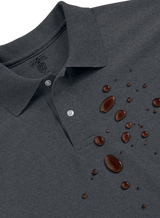 Jerzees Men's SpotShield Stain Resistant Polo Shirts (Short & Long Sleeve), Black, XL - Image 2
