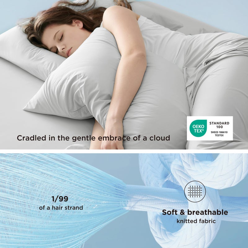 Bedsure Cooling Pillow Cases for Hot Sleepers, Cool Pillowcases for Night Sweats, Zipper Pillow Cases Queen Set of 2, Silky Soft & Breathable Cold Pillow Covers for Hair & Skin, Grey, 20x30 Inches - Image 4