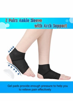 Y&D Arch Support Brace, Ankle Sleeve with Gel Pads Brace Foot Compression Soft Wraps Protector for Plantar Heel Spurs Feet Pain Flat Relief, Men Women, 2 Pairs  - Image 3