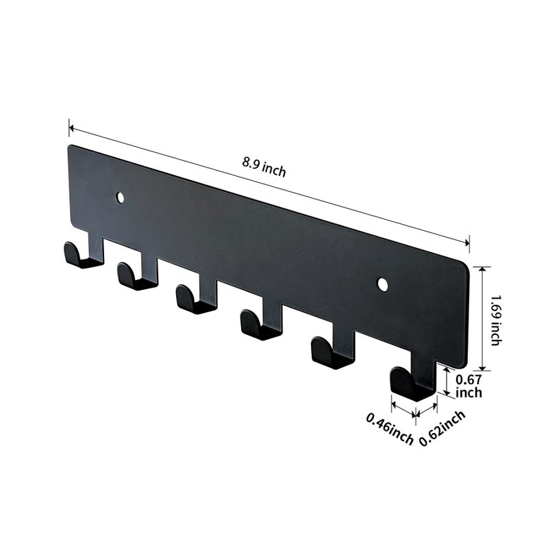 GTK Key Holder for Wall, Key Hooks with 6 Hooks, Wall Mounted Key Holder for Hallway, Self Adhesive Key Rack(Black) - Image 5