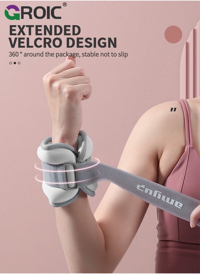GROIC 2Pcs Ankle Weights Leg Arm Weights Wrist Weights Set with Adjustable Strap for Jogging, Gymnastics, Aerobics, Physical Therapy,Foot Exercise Training Workout-1 KG Pair(Gray)  - Image 5