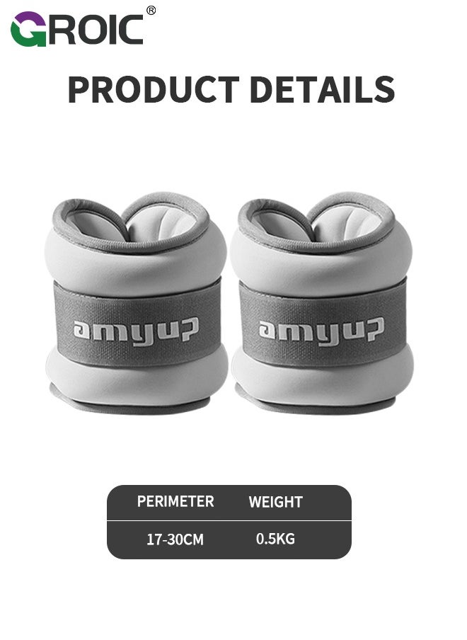 GROIC - 2Pcs Ankle Weights Leg Arm Weights Wrist Weights Set with Adjustable Strap for Jogging, Gymnastics, Aerobics, Physical Therapy,Foot Exercise Training Workout-1 KG Pair(Gray) - Image 1