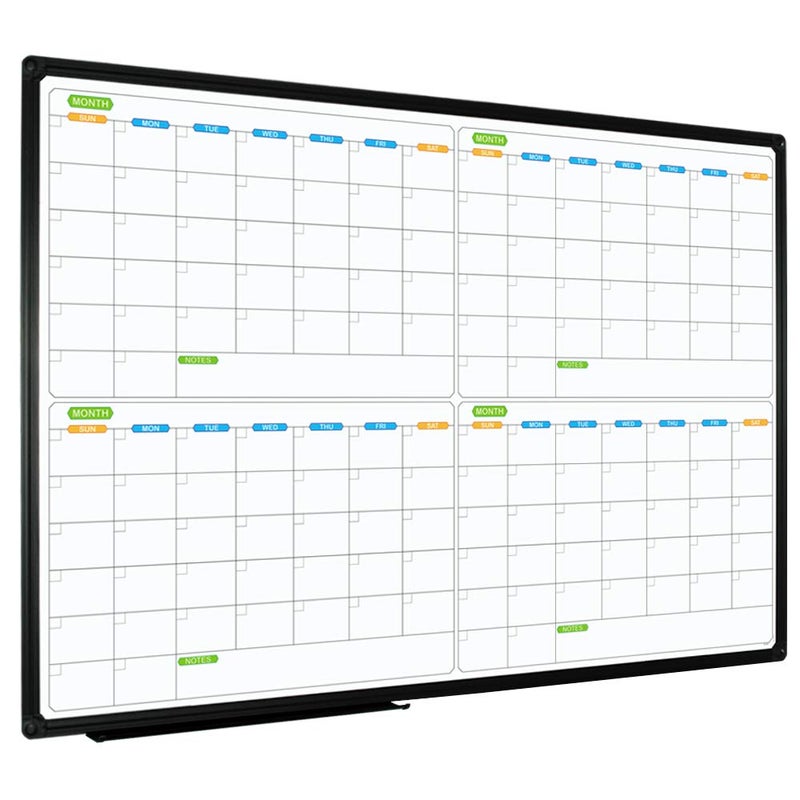 JILoffice Magnetic Dry Erase Calendar Whiteboard, 4 Month White Board Planner 36 X 24 Inch, Black Aluminum Frame Wall Mounted Board for Office Home and School - Image 1