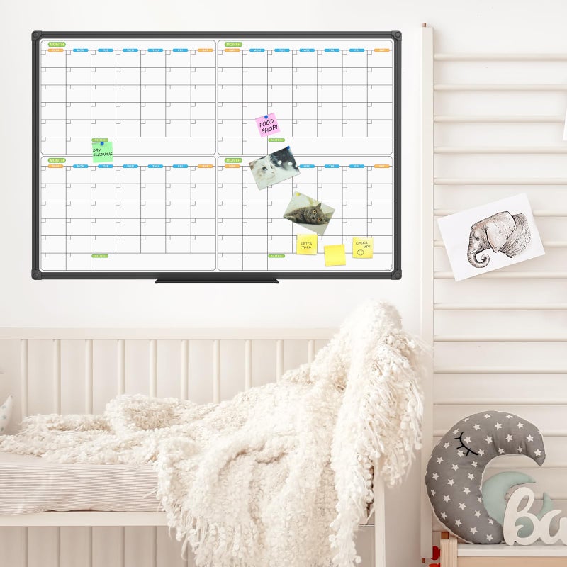 JILoffice Magnetic Dry Erase Calendar Whiteboard, 4 Month White Board Planner 36 X 24 Inch, Black Aluminum Frame Wall Mounted Board for Office Home and School - Image 5