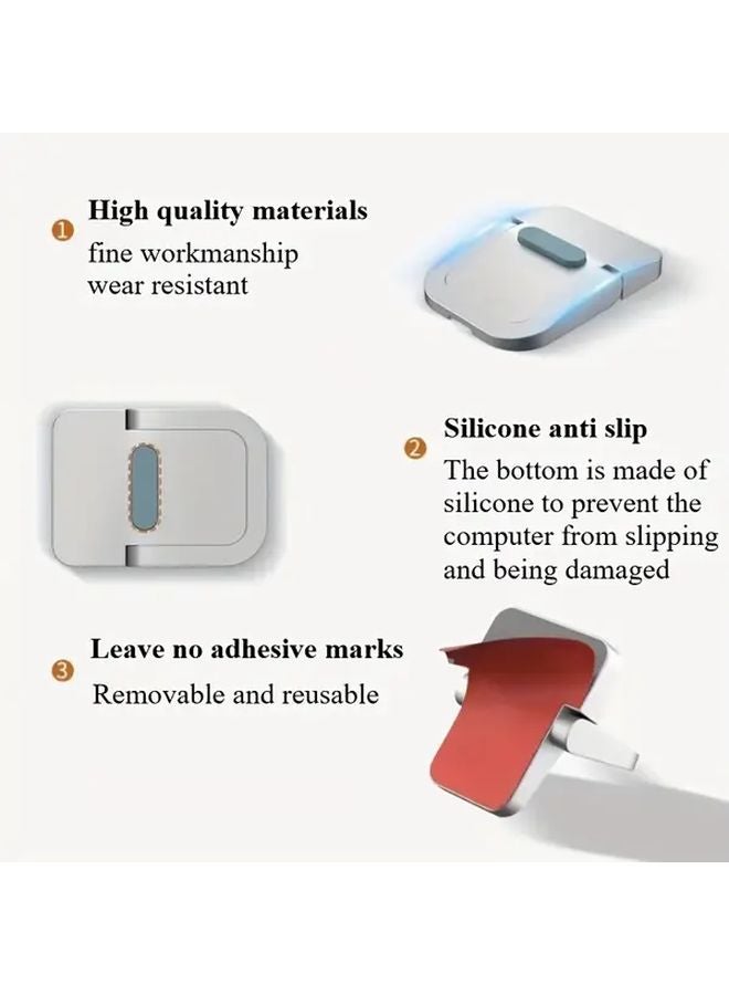 2pcs Silvery Portable Height Adjustable Laptop Stand Foldable Heat Dissipation - Image 1