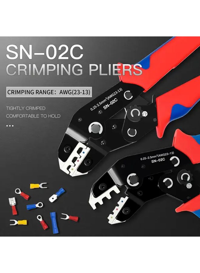 SN 02C Ratcheting Wire Crimper Pliers For Pre Insulated Terminals 23 13 AWG - Image 1