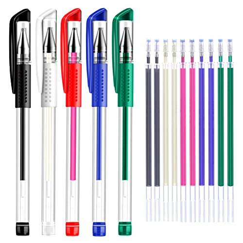 ibotti 5 Colors Stick Heat Erasable Fabric Marking Pens with 10 Free Refills 5Pack of Assorted Colors WhiteRedBlueBlackGreen