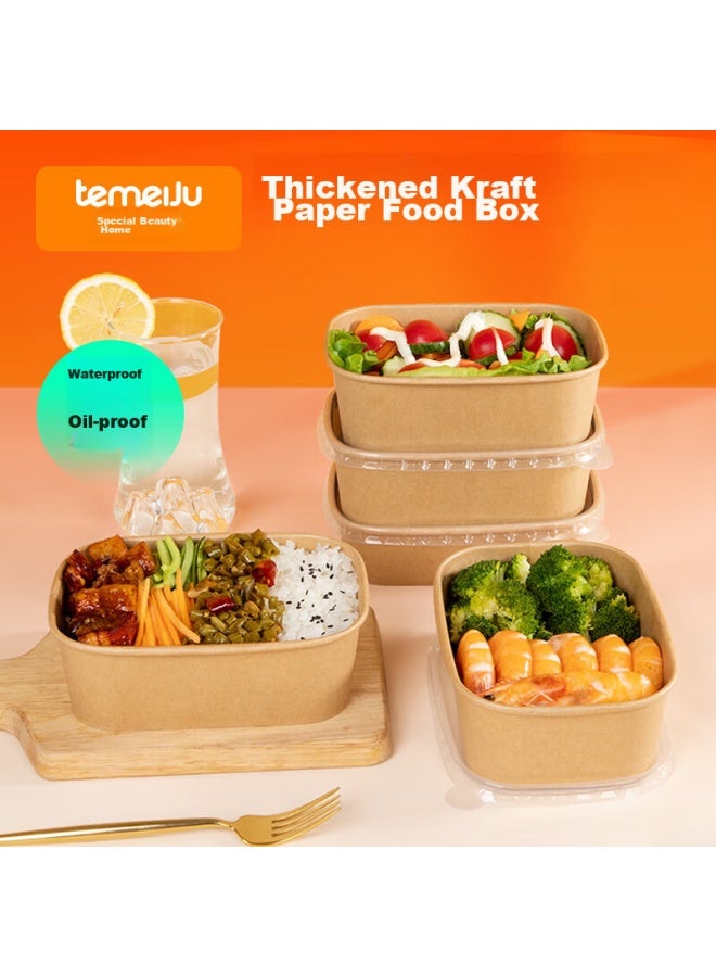 Temeiju Disposable Square Food Containers, 750ml*20 Sets, Food-grade, For Fast Food, Picnic, Fruit, Kraft Paper Takeout Boxes With Lids - Image 1