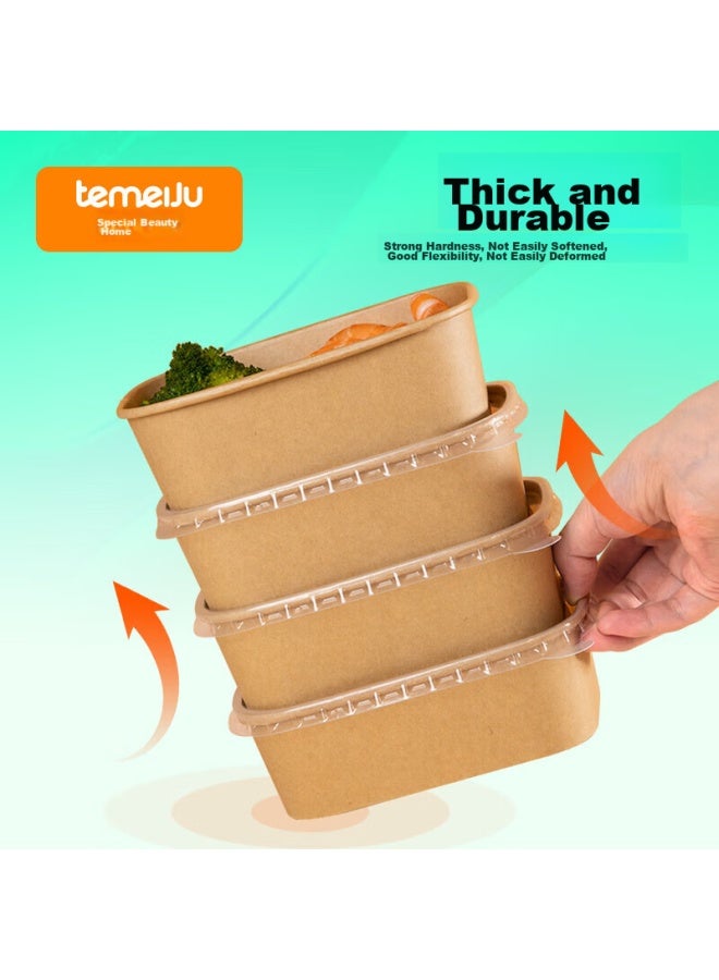 Temeiju Disposable Square Food Containers, 750ml*20 Sets, Food-grade, For Fast Food, Picnic, Fruit, Kraft Paper Takeout Boxes With Lids - Image 4