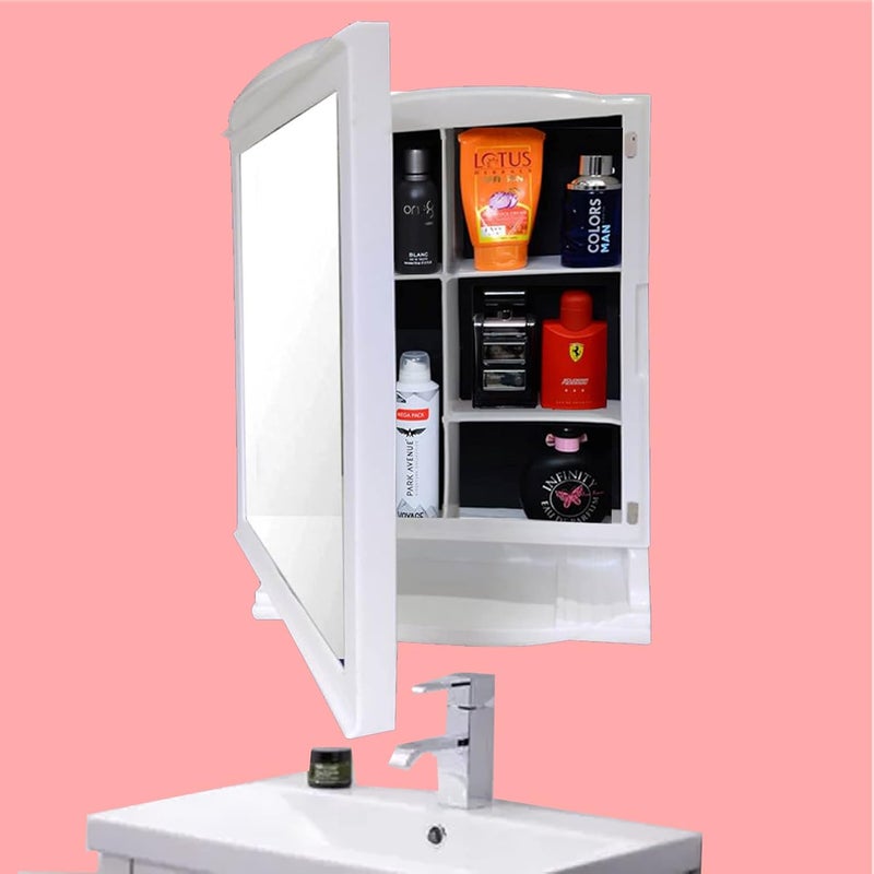 Urban Choice Urban Choice Grace Fine Ware Bathroom Cabinet with Mirror Wall Mounted Storage Cabinet with Magnetic Door 4 Inner Shelve Stylish HeavyDuty Plastic Cabinet for Storage Above Washbasin  - Image 1