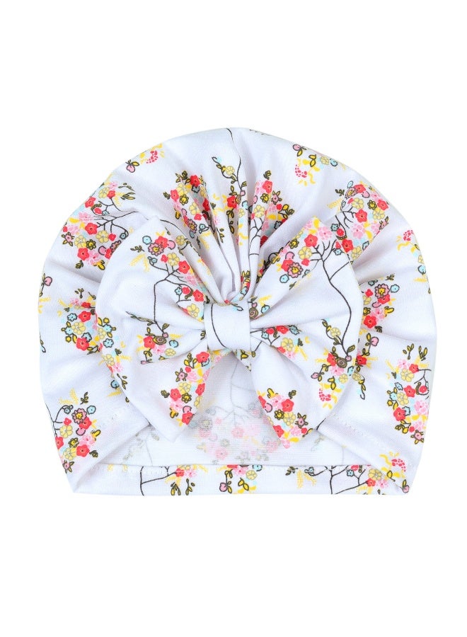 New Floral Pattern Bowknot Baby Cap for Infants
