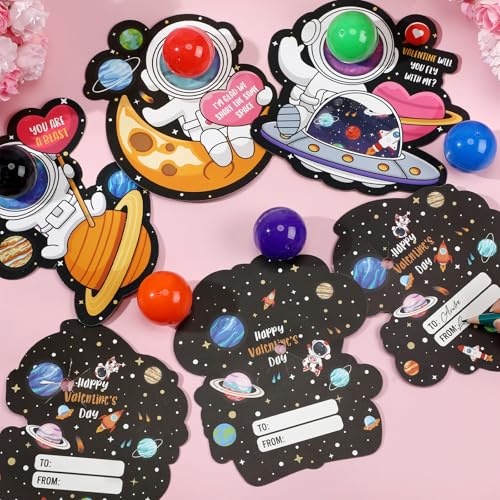 Seenelling 24 Pack Kids Valentines Day Gifts for Galaxy Clay Putty Ball Kits with Greeting Cards Spacethemed Party Favors for Boy Girl Gift Exchange Classroom RewardsMulticolor - Image 5