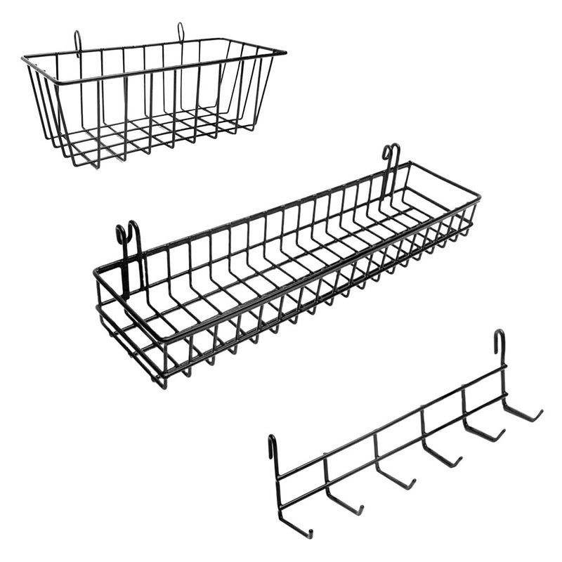 ODOXIA Hanging Baskets  Hooks Rack  Wall Grid Accessories for Wire Wall Grid Panel  Grid Panel Accessories  Wire Wall Baskets  Hanging Hooks