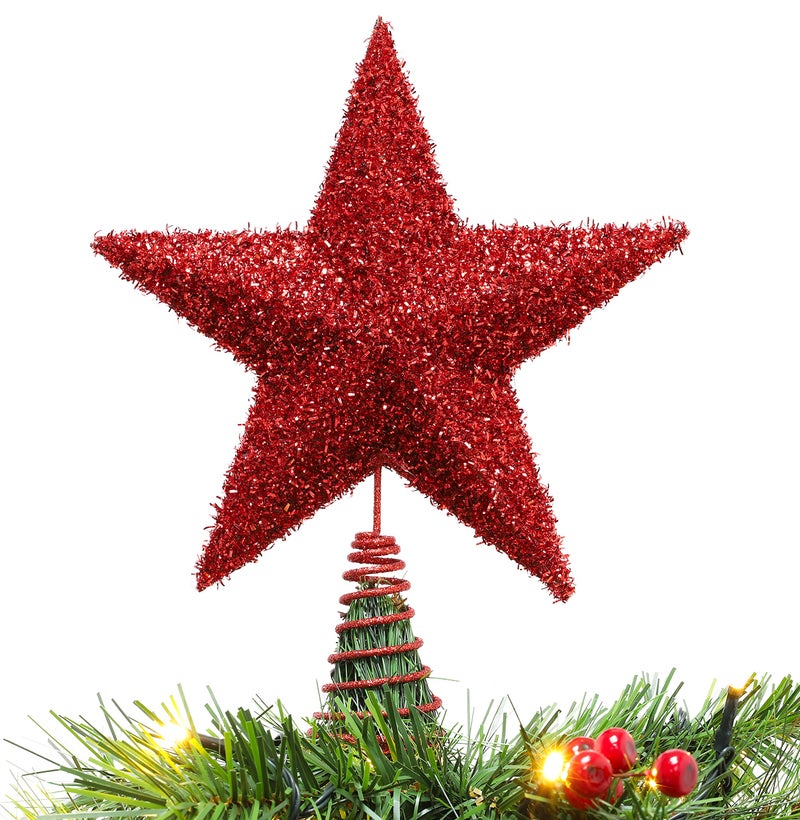 Christmas Concepts 28cm Sparkly Tree Top Star  Luxury Christmas Decorations Red