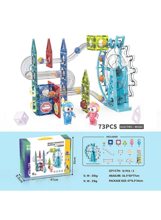 Magicwand 73 Pcs 3D Magical Magnetic Construction STEM & STEAM Light Blocks & Race Track for Kids【Pack of 1 Set】【Multi-Colored】 - Image 2