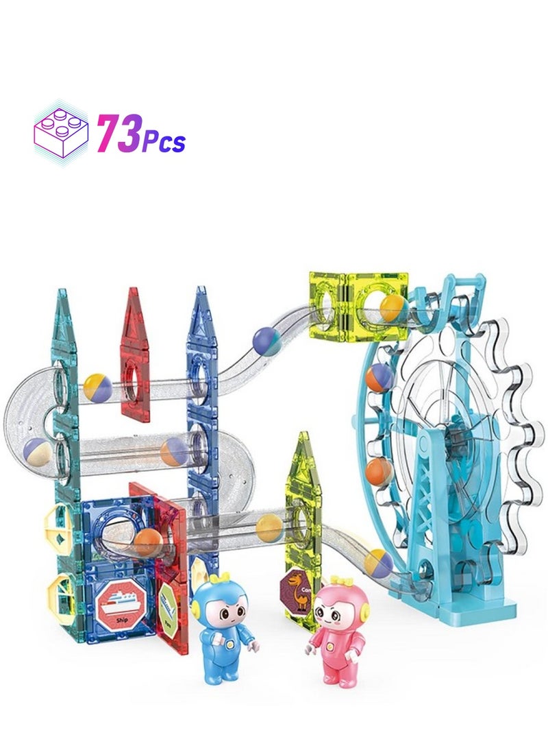 Magicwand 73 Pcs 3D Magical Magnetic Construction STEM & STEAM Light Blocks & Race Track for Kids【Pack of 1 Set】【Multi-Colored】 - Image 1