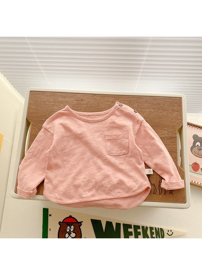 Children's Solid Color Base Shirt 0-3 Years Old 2026 Autumn New Style Boys' Bamboo Cotton T-shirt Baby Autumn Fashion My199