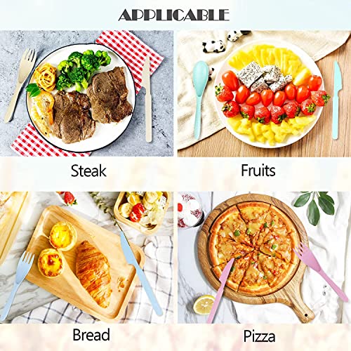 XAMILE 4 Set Wheat Straw Cutlery Portable Cutlery Spoon Knife Fork Tableware Set with Case for Kids Adults Travel Picnic Camping Daily Use (4 Color) - Image 5