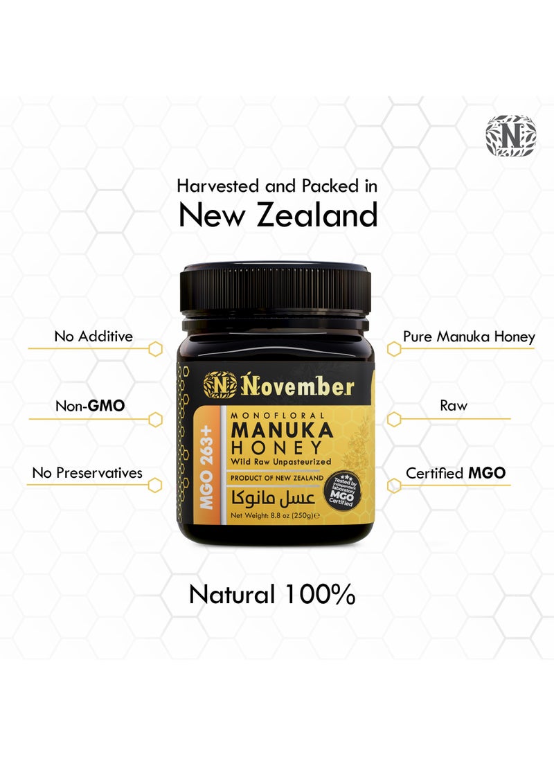 November Manuka Honey Certified MGO 263+ New Zealand (250g)  - Image 5