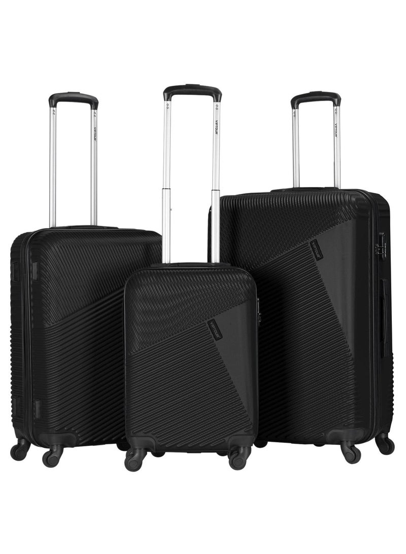 VIPTOUR 3-Piece ABS Hardside Trolley Luggage Set, Spinner Wheels with Number Lock 20/24/28 Inches - Black  - Image 1