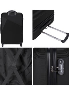 VIPTOUR 3-Piece ABS Hardside Trolley Luggage Set, Spinner Wheels with Number Lock 20/24/28 Inches - Black  - Image 3