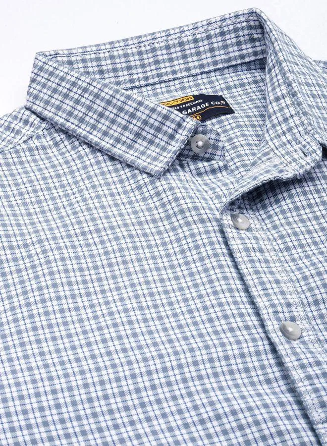 The Indian Garage Co The Indian Garage Co Men Blue Regular Fit Checked Casual Shirt