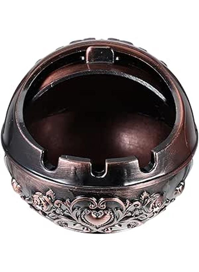 Vintage Metal Ashtray With Lid Portable Round Smokeless Windproof Tray For Indoor Outdoor Use - Image 1