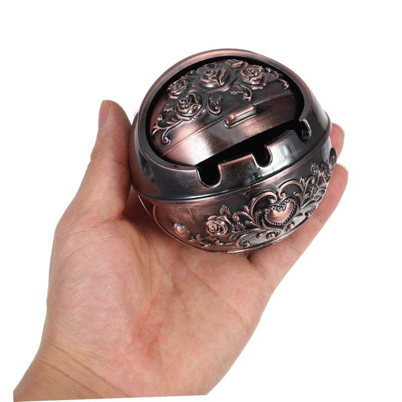 Vintage Metal Ashtray With Lid Portable Round Smokeless Windproof Tray For Indoor Outdoor Use - Image 5