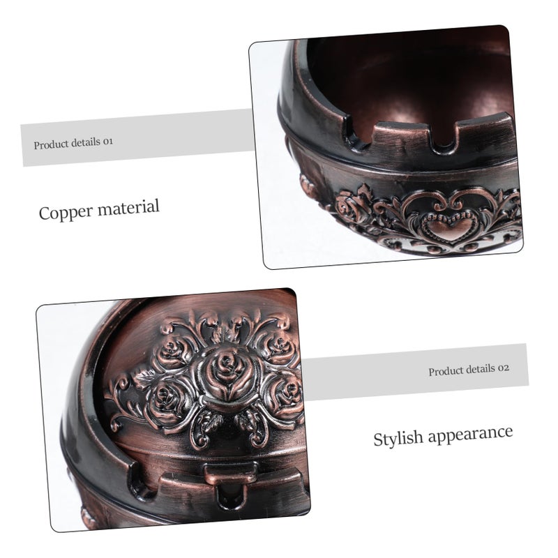 Vintage Metal Ashtray With Lid Portable Round Smokeless Windproof Tray For Indoor Outdoor Use - Image 4