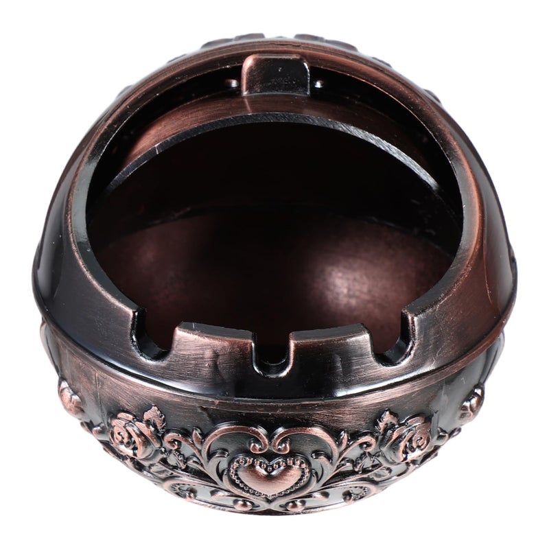 Vintage Metal Ashtray With Lid Portable Round Smokeless Windproof Tray For Indoor Outdoor Use - Image 2