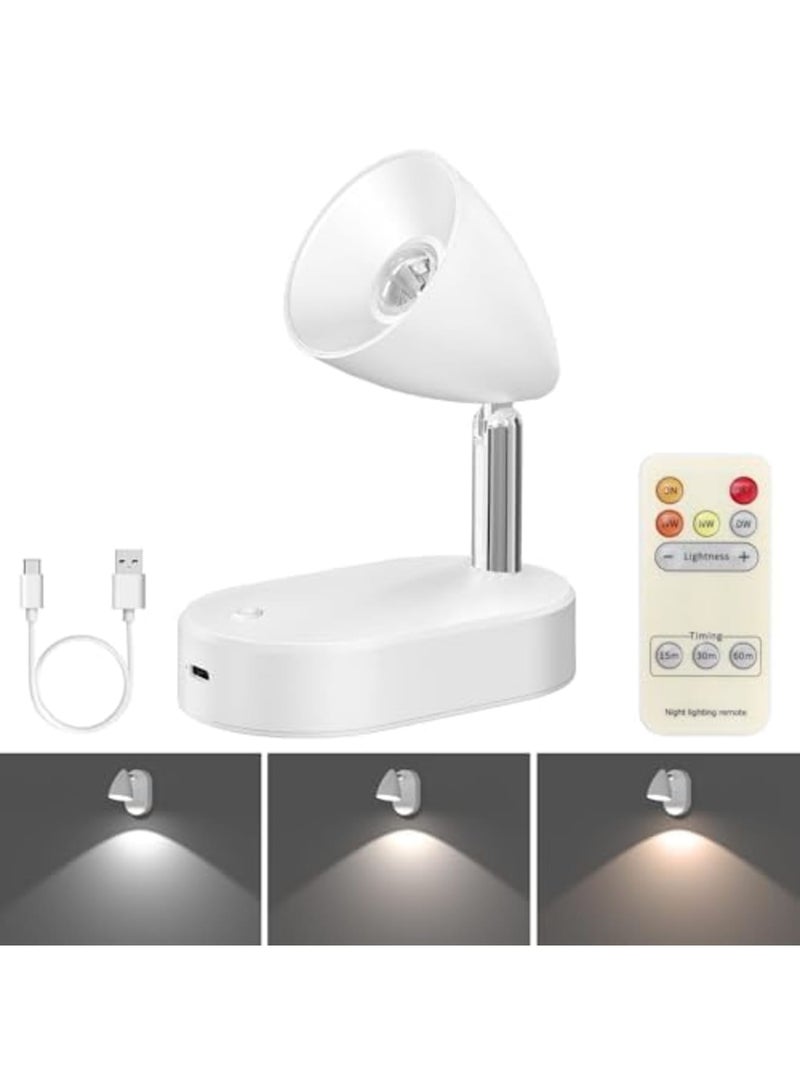 Luckam Rechargeable Indoor LED Spotlight with Remote, 3000K/4000K/6000K Magnetic Wireless Wall Light, with Adjustable Color Temperature, Controlled, Dimmable, Ideal for Paintings, Artwork, White - Image 1