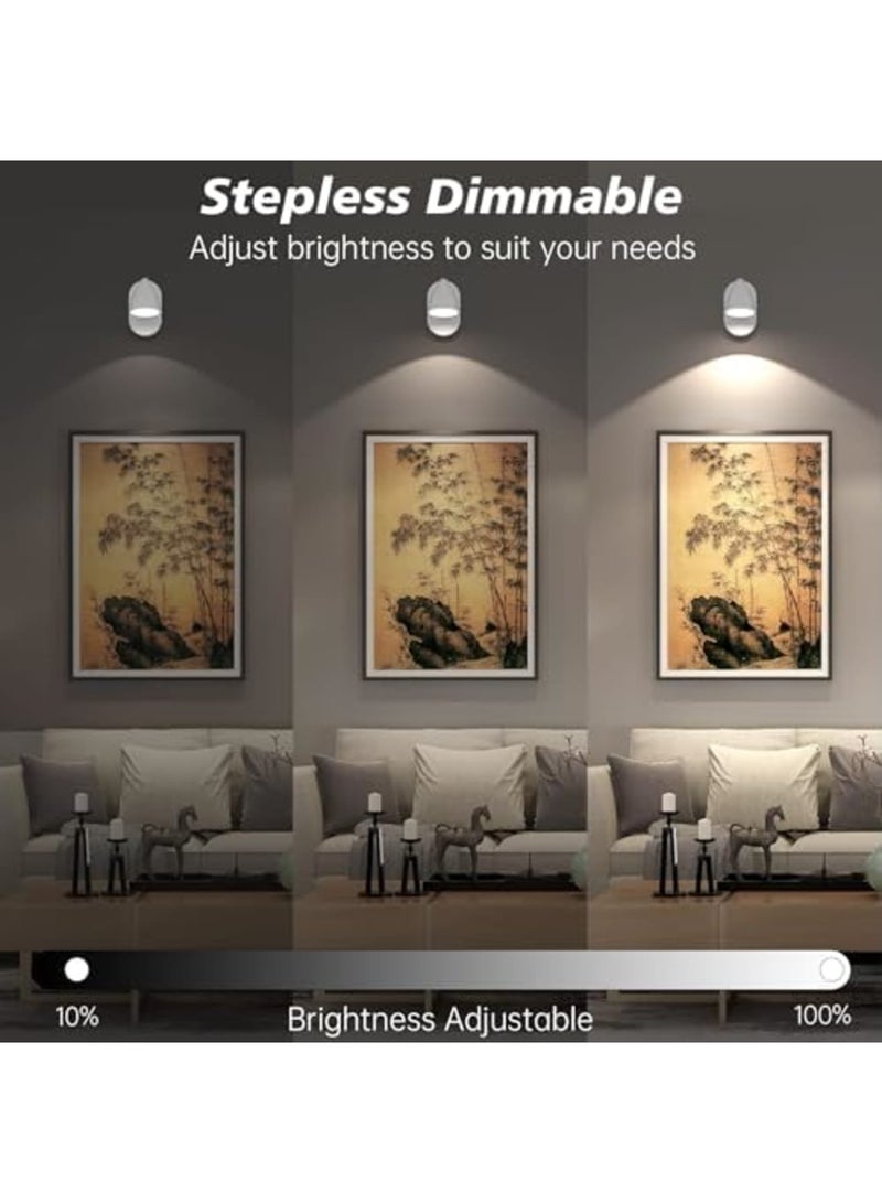 Luckam Rechargeable Indoor LED Spotlight with Remote, 3000K/4000K/6000K Magnetic Wireless Wall Light, with Adjustable Color Temperature, Controlled, Dimmable, Ideal for Paintings, Artwork, White - Image 3