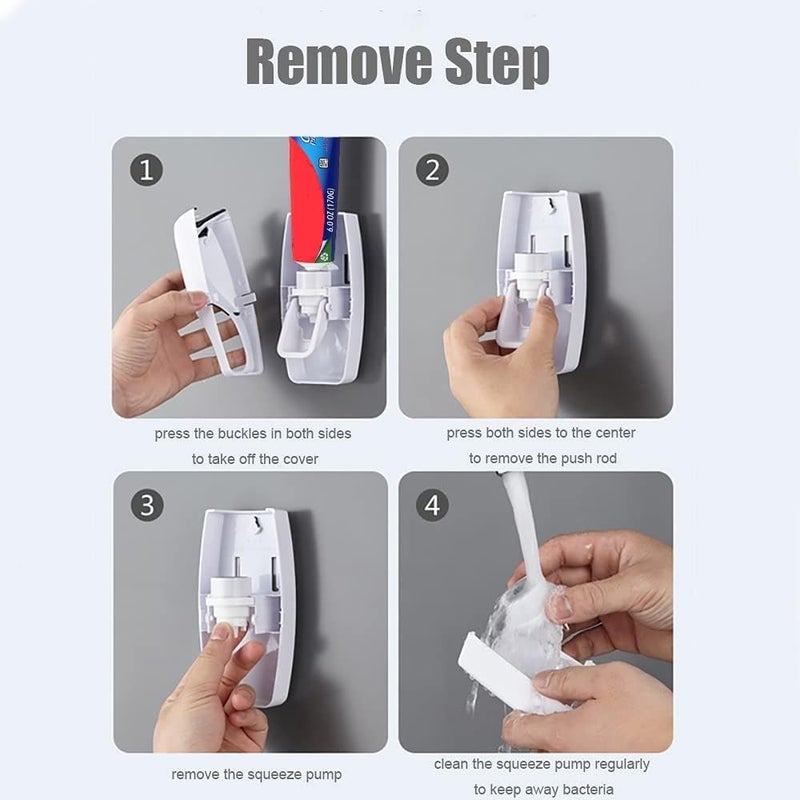 Toothpaste Dispenser with 5 Toothbrush Holder, Wall Mounted, Dustproof, Vacuum Pump, Best Usage Of Toothpaste Consumption - Image 5