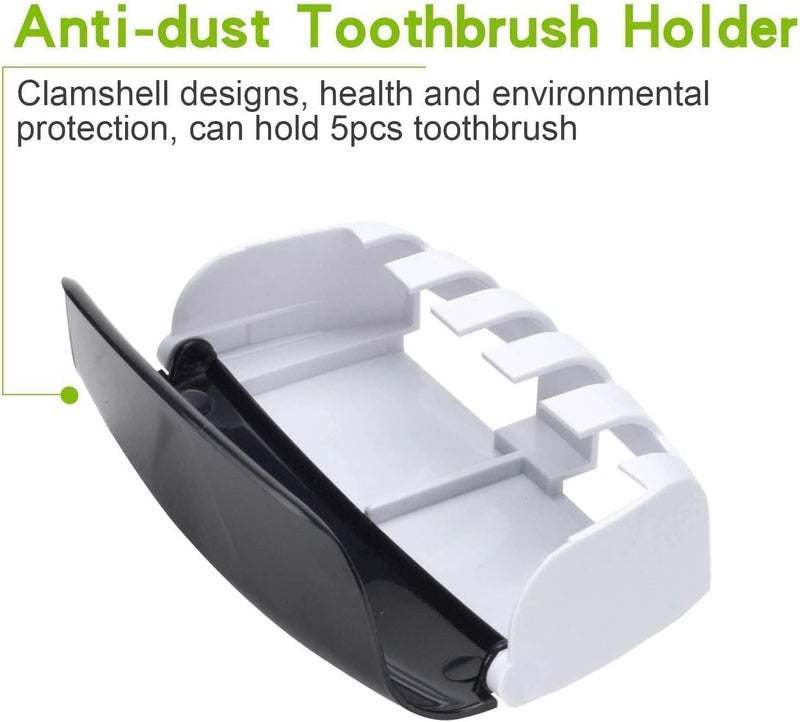 Toothpaste Dispenser with 5 Toothbrush Holder, Wall Mounted, Dustproof, Vacuum Pump, Best Usage Of Toothpaste Consumption - Image 4
