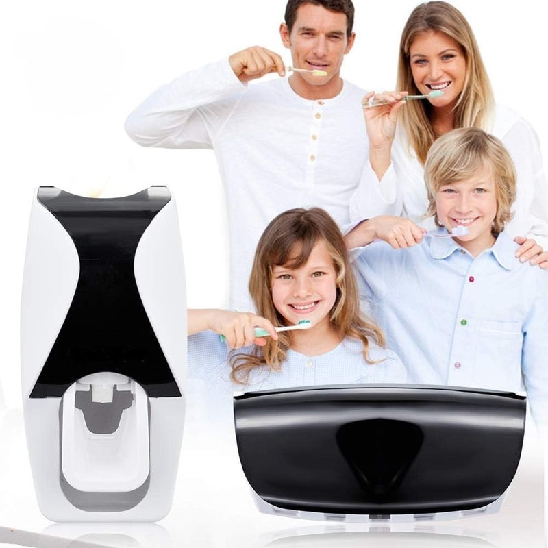 Toothpaste Dispenser with 5 Toothbrush Holder, Wall Mounted, Dustproof, Vacuum Pump, Best Usage Of Toothpaste Consumption - Image 1