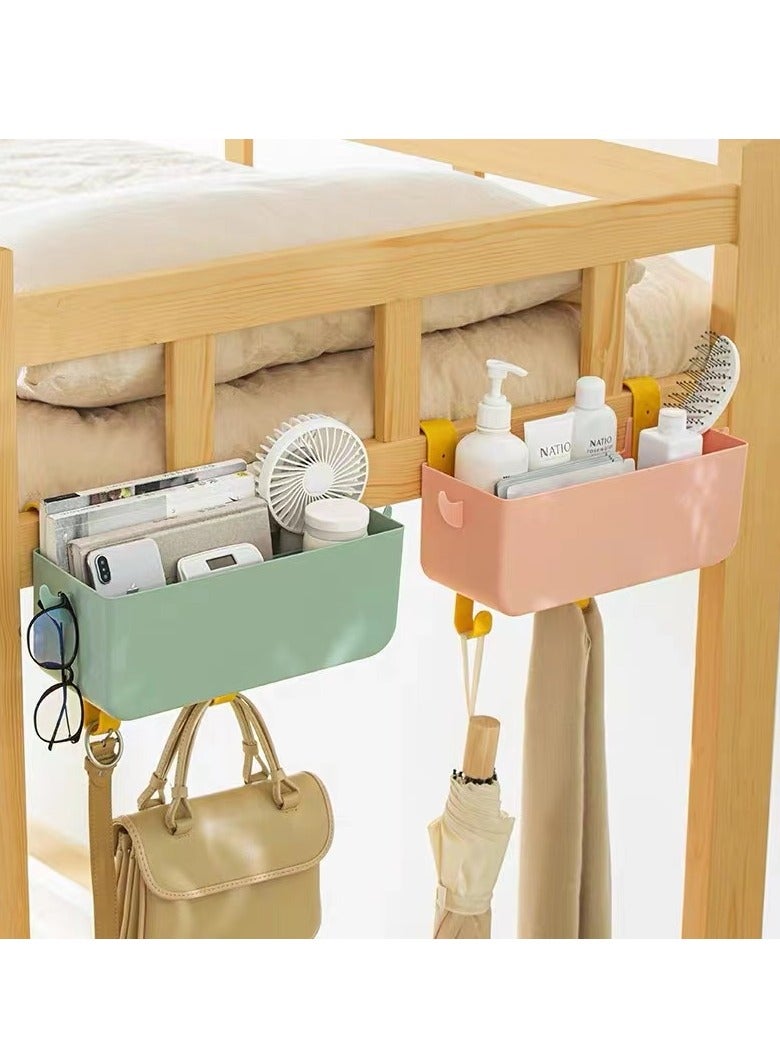 Arabest Bedside Organizer Hanging Caddy, Bunk Bed Shelf Plastic Storage Basket with Hooks for Dorm, Bathroom Handrail, Remote Holder, Bottles, Office Supplies  - Image 2