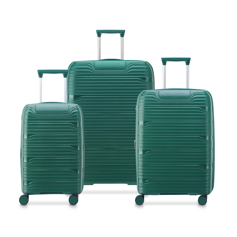 ديلسي _باريس Delsey Dune Hardcase 4-Double Wheel Expandable Cabin and Check-In Luggage Trolley Set 3-Pieces - Green