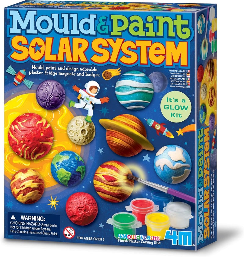 4M Mould & Paint Solar System Kit – Glow-in-the-Dark Planet Magnets & Badges for Kids - Image 1