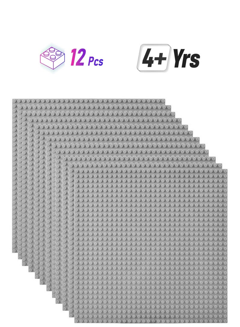 Lekebaby Classic Baseplates Building Base Plates For Building Bricks 100% Compatible With Major Brands-Baseplates 10" X 10", Pack Of 12-Grey - Image 1