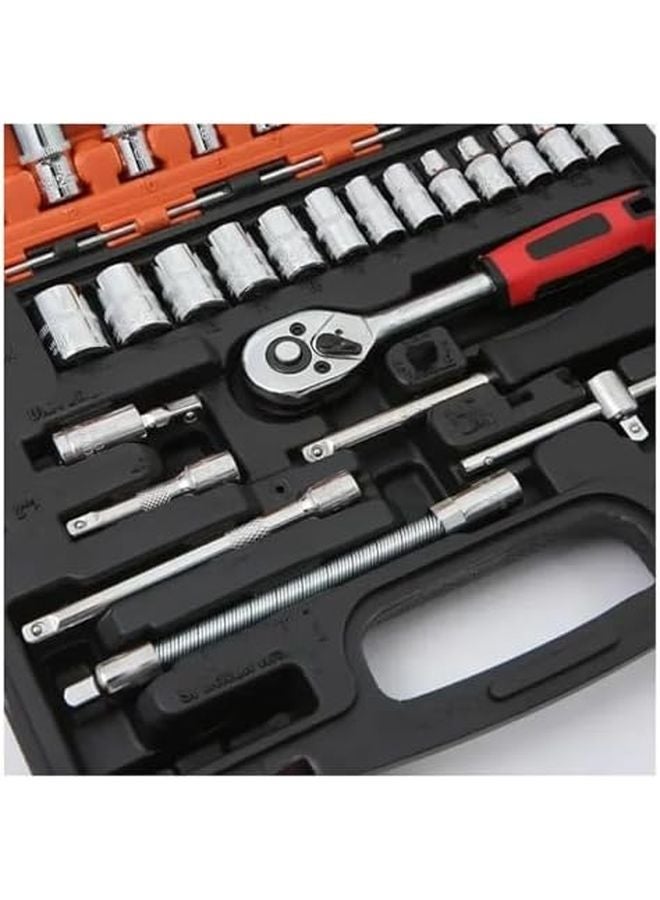 46 قطعة مجموعة مفتاح براغي ومفتاح شد بمقبض ربع بوصة مجموعة أدوات خضراء لصيانة السيارات والدراجات النارية والدراجات - Image 5