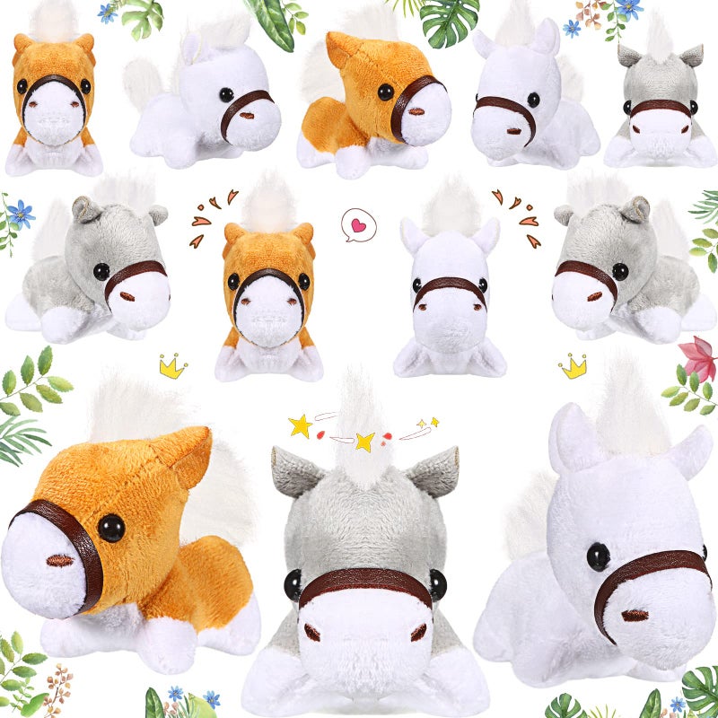 Zomiboo Stuffed Horse 12 Pcs Assorted Toy Plushies 32 Inch Mini Plush Animals Keychain Party Favors with Detachable Chain for Farm Party Supplies Christmas - Image 3