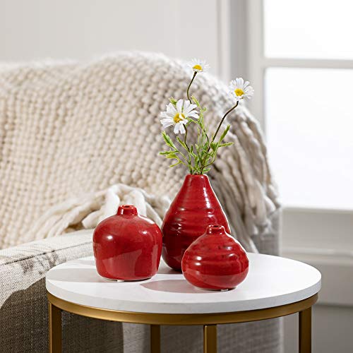 Sullivans Ceramic Vase Set- 3 Small Vases, Rustic Home Décor, Modern Farmhouses; Ideal Shelf Décor, Table Décor, Bookshelf, Mantle, Red (CM2038) - Image 4