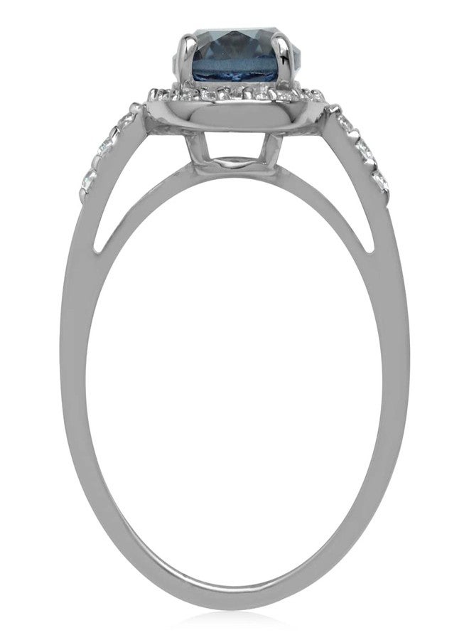 Silvershake 10X8mm Oval Shape Simulated Color Change Alexandrite 925 Sterling Silver Halo Engagement Ring Size 9 - Image 5