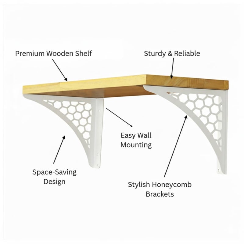 Spillbox معبد بويا المنزلي الخشبي | رف معدني أبيض | قابل للتعليق على الحائط | تجميع سهل بالبراغي | معبد منزلي لغرفة البوجا | حامل بوجا | معبد سداسي (أبيض كبير) - Image 5