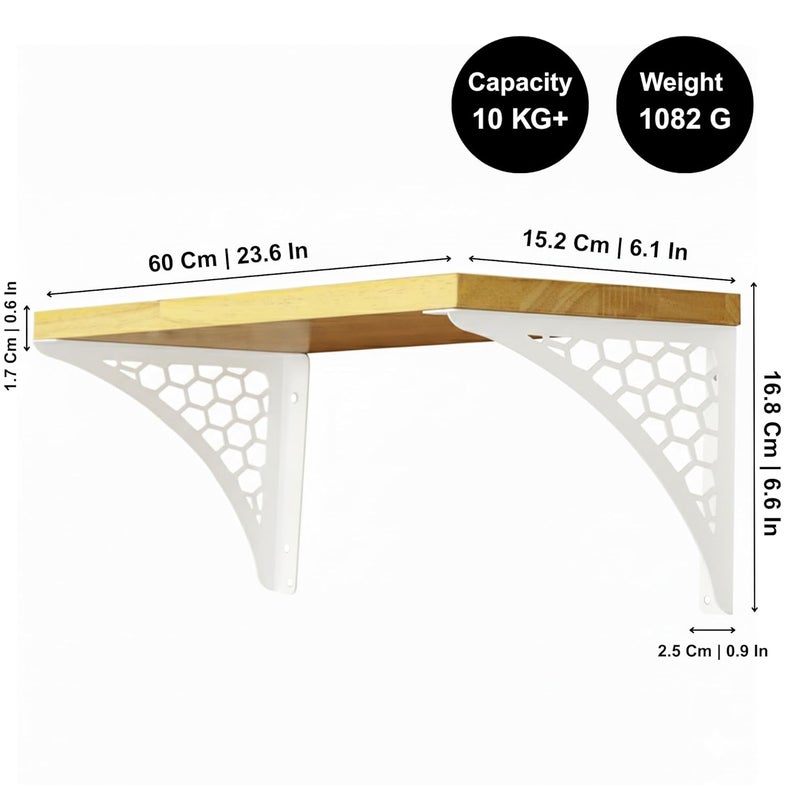 Spillbox معبد بويا المنزلي الخشبي | رف معدني أبيض | قابل للتعليق على الحائط | تجميع سهل بالبراغي | معبد منزلي لغرفة البوجا | حامل بوجا | معبد سداسي (أبيض كبير) - Image 2